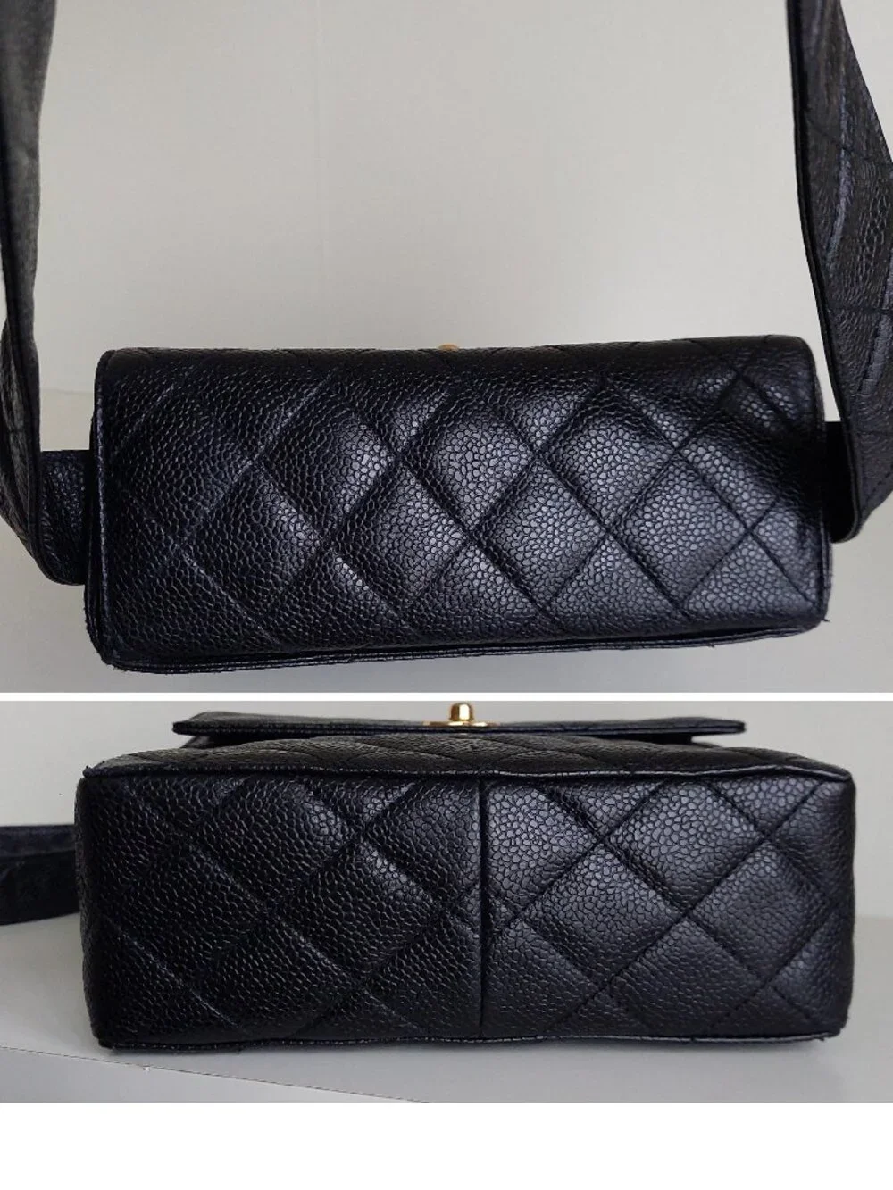 CHANEL Black Caviar Leather Square Flap Bag